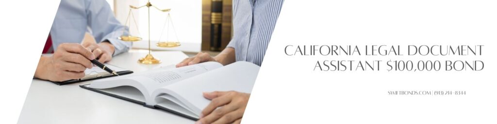California Legal Document Assistant $100,000 Bond - Lawyer discussing contract with secretary.