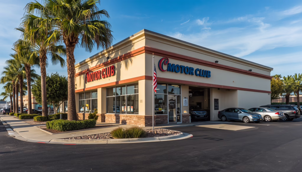 alifornia motor club office exterior representing licensed motor club services and required $100,000 surety bond compliance