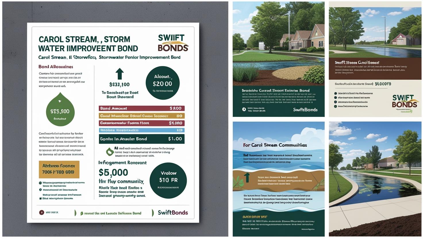 Infographic detailing Carol Stream, IL stormwater improvement bond requirements and costs.