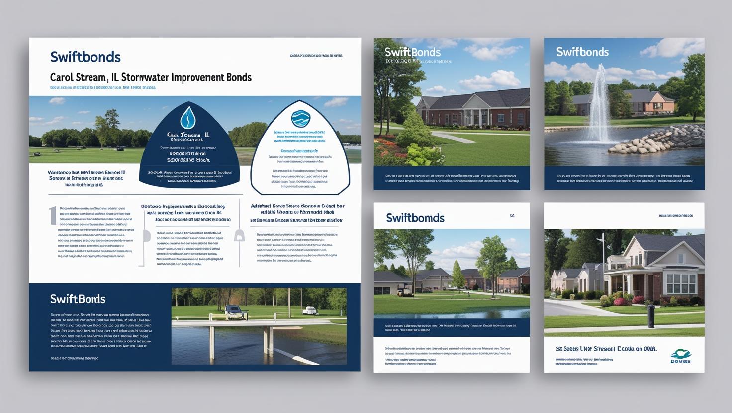 Brochure showcasing Carol Stream, IL stormwater improvement bonds with community visuals.