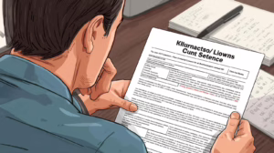 Business professional examining HVAC contractor license bond agreement for City of Lawrence, Indiana regulatory approval.