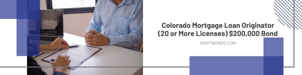 Colorado Mortgage Loan Originator (20 or More Licenses) $200,000 Bond -  A woman of the residential mortgage loan originator points out the position to sign the document.
