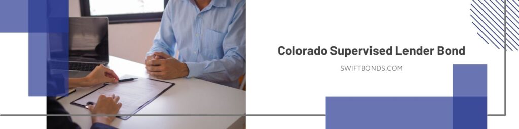 Colorado Supervised Lender Bond - A woman of the residential mortgage lender and servicer office points out the position to sign the document.