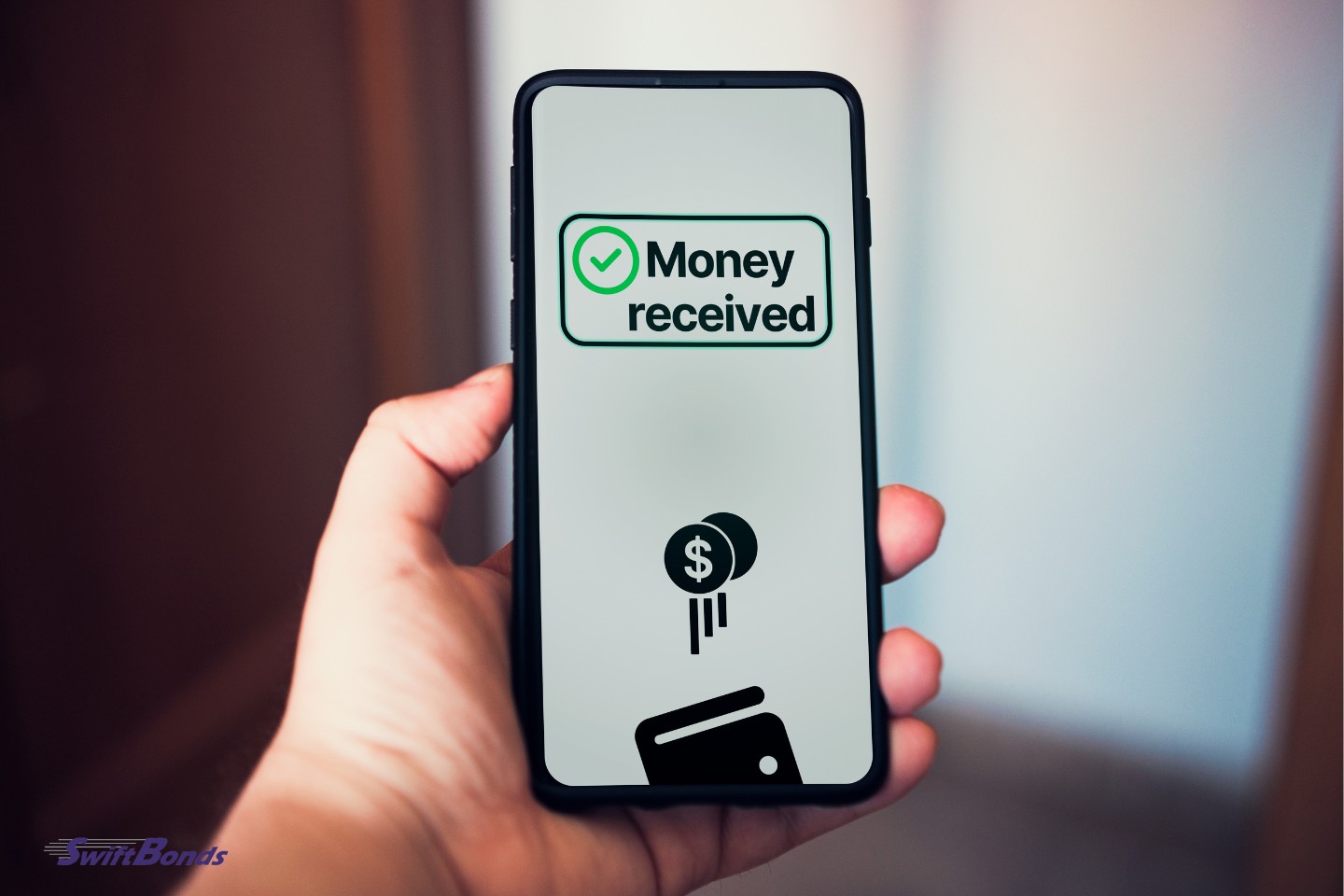 A woman uses smartphone apps to transfer money online.