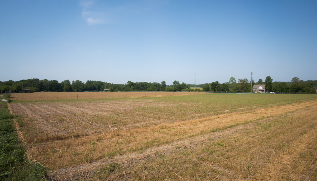 Aerial view of Connecticut farmland under a land lease agreement, showcasing agricultural property management and long-term leasing opportunities.