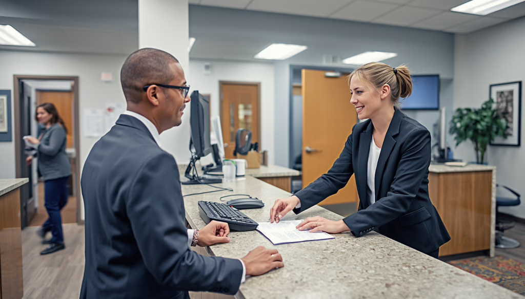 Connecticut money transmission licensee bond compliance showcased by financial professionals assisting clients with secure money transfer services and regulatory requirements.