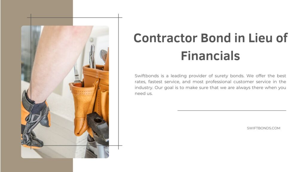 Contractor Bond in Lieu of Financials - Contractor worker tools belt closeup in a construction site.