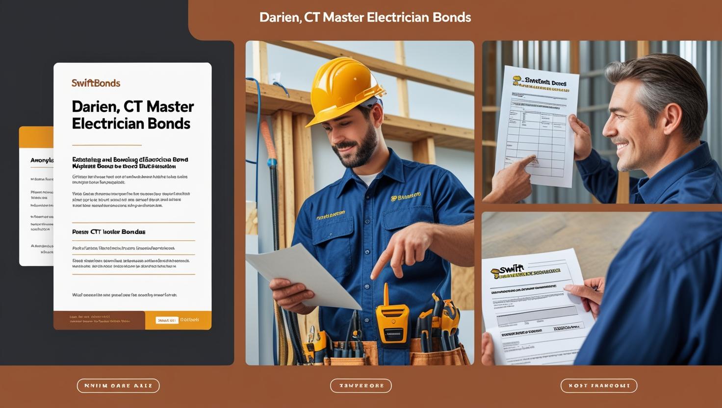Electrician reviewing documents and licenses related to Darien, CT Master Electrician Bond.