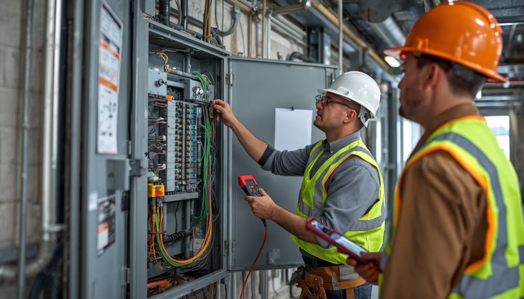 Certified Delaware master electrician conducting electrical diagnostics and panel maintenance under state licensing and bonding standards.