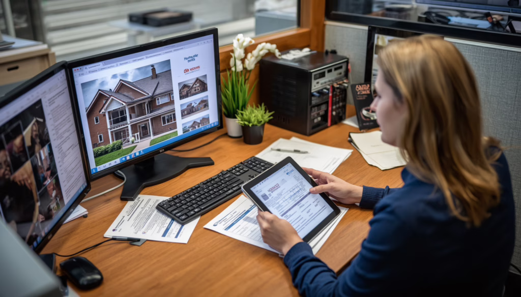 Licensed Delaware public adjuster conducting a property damage evaluation to support an insurance claim and bond compliance requirements.