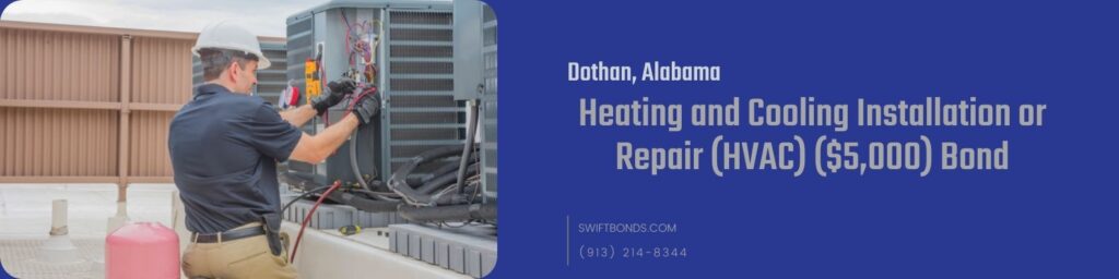 Dothan, AL-Heating and Cooling Installation or Repair (HVAC) ($5,000) Bond - HVAC tech checking power on a rooftop condensing unit.