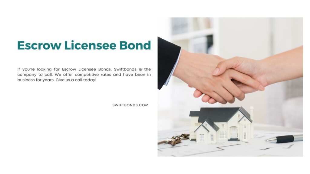 Escrow Licensee Bond - Escrow agent shaking hands with a person for a property agreement.