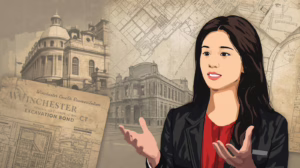 Winchester, CT excavation bond illustration showing municipal buildings, site plans, and contractor consultation for permit compliance