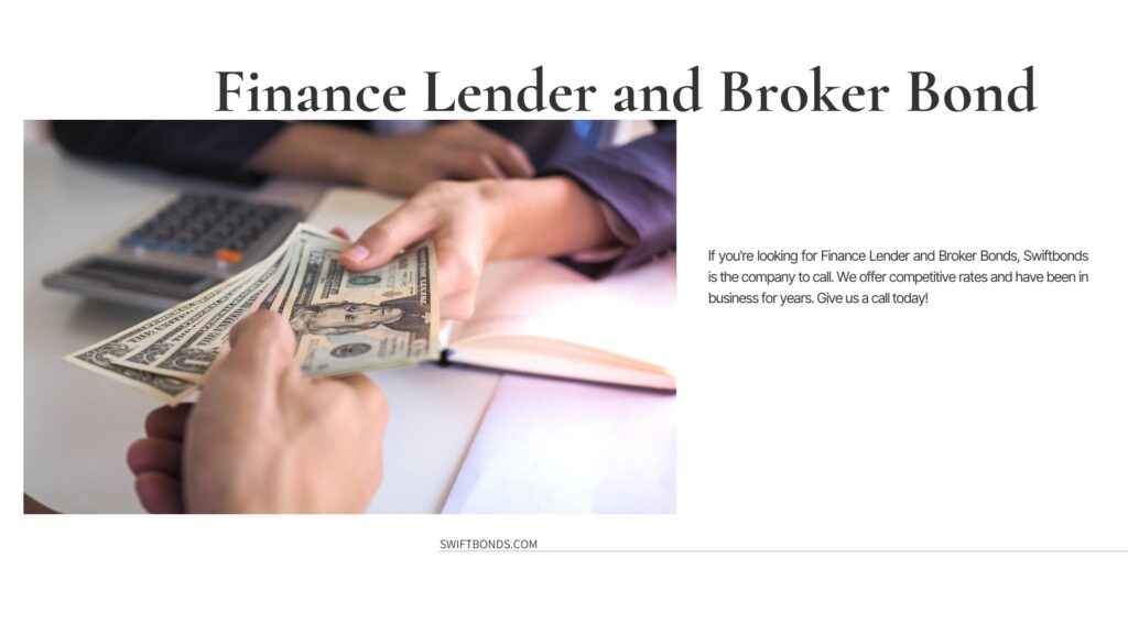 Finance Lender and Broker Bond - A money lender or broker giving a money to a person.