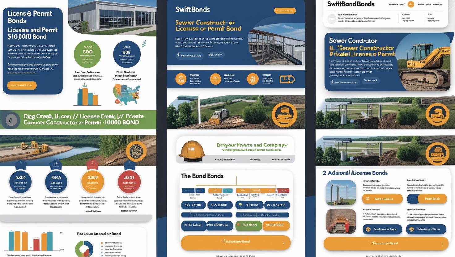 Visual guide on Flagg Creek, IL Sewer Constructor Private License or Permit Bond with contractor details.