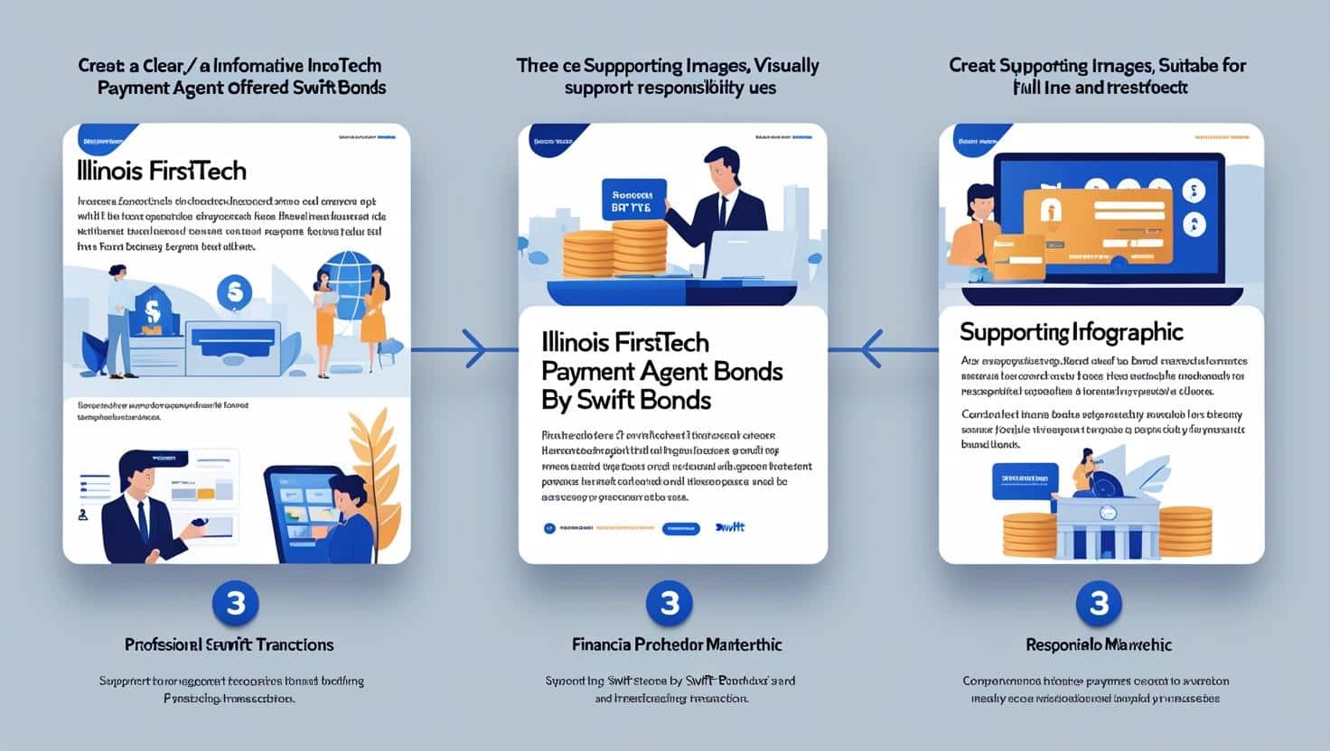 Illustrated breakdown of Illinois FirstTech Payment Agent Bond benefits and licensing protections.