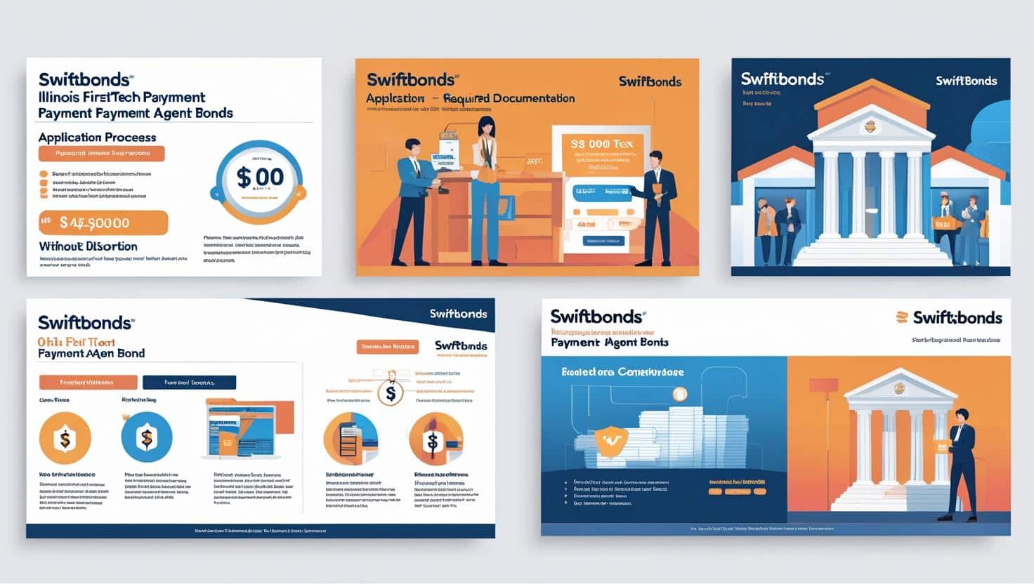 Infographic explaining the Illinois FirstTech Payment Agent Bond application process with Swiftbonds.