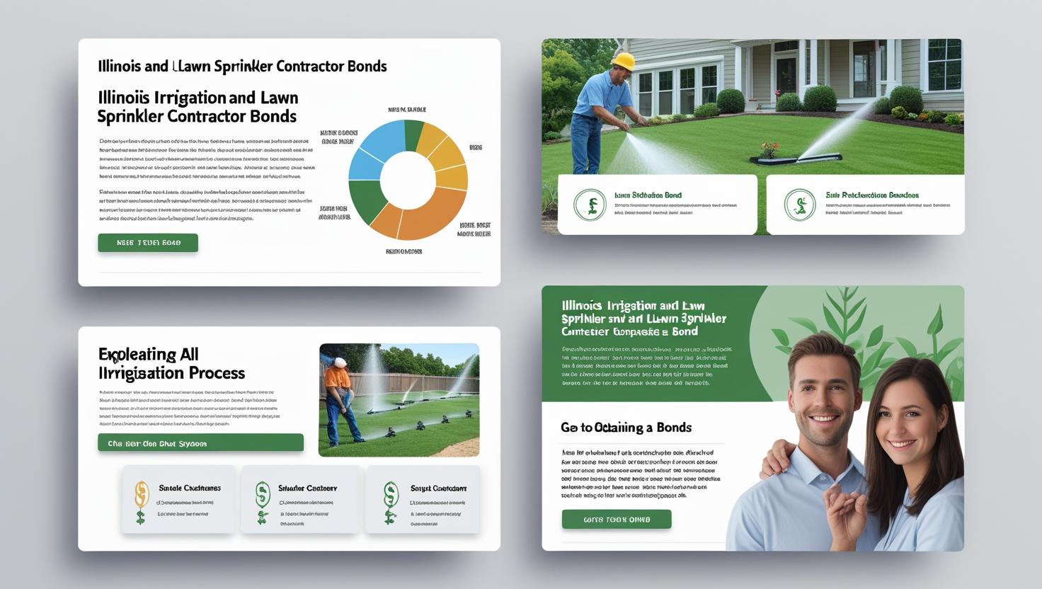 Visual guide explaining irrigation bonding steps and licensing requirements for Illinois contractors.