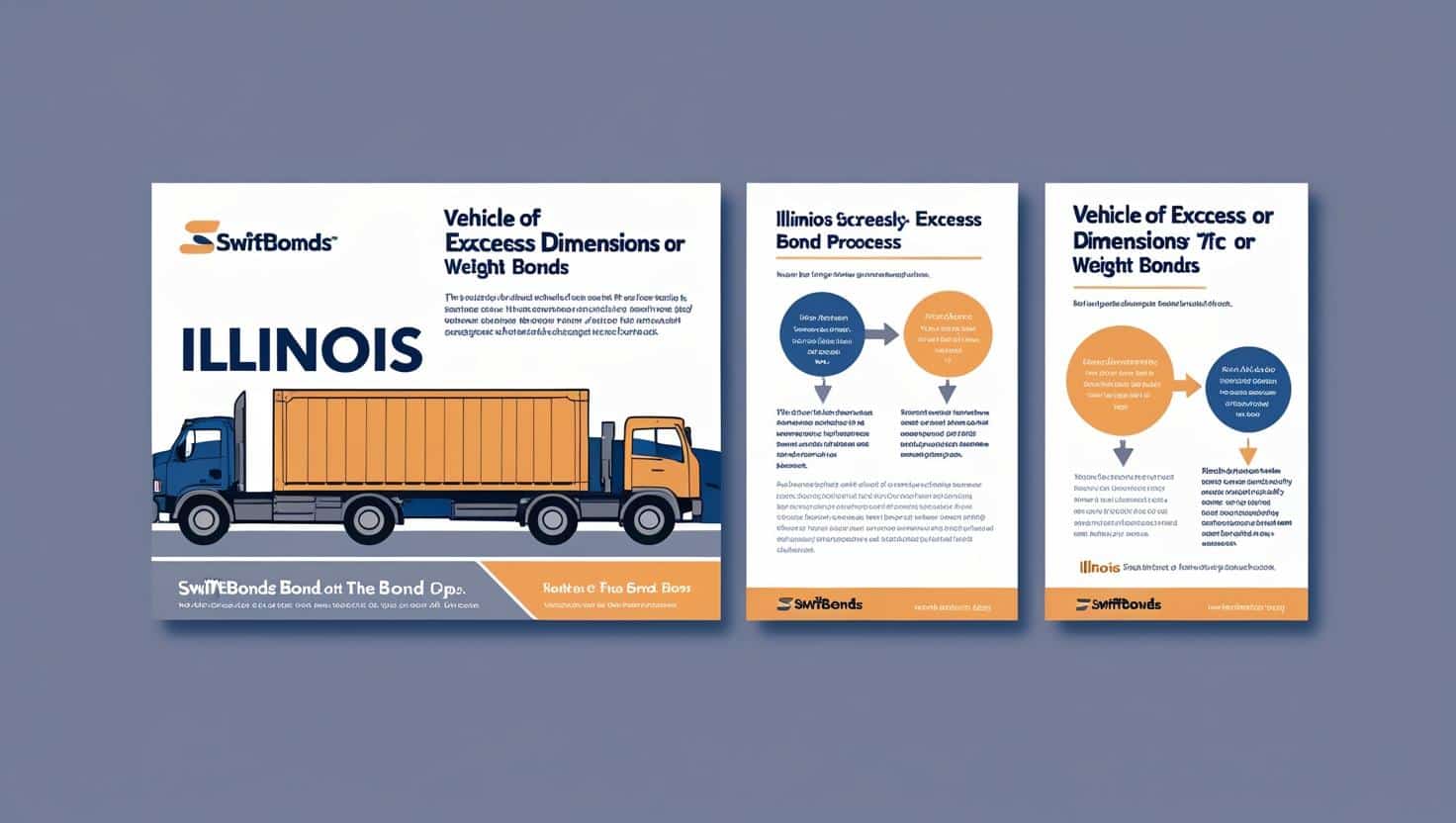 Swiftbonds Illinois Vehicle of Excess Dimensions or Weight Bond process and compliance infographic.