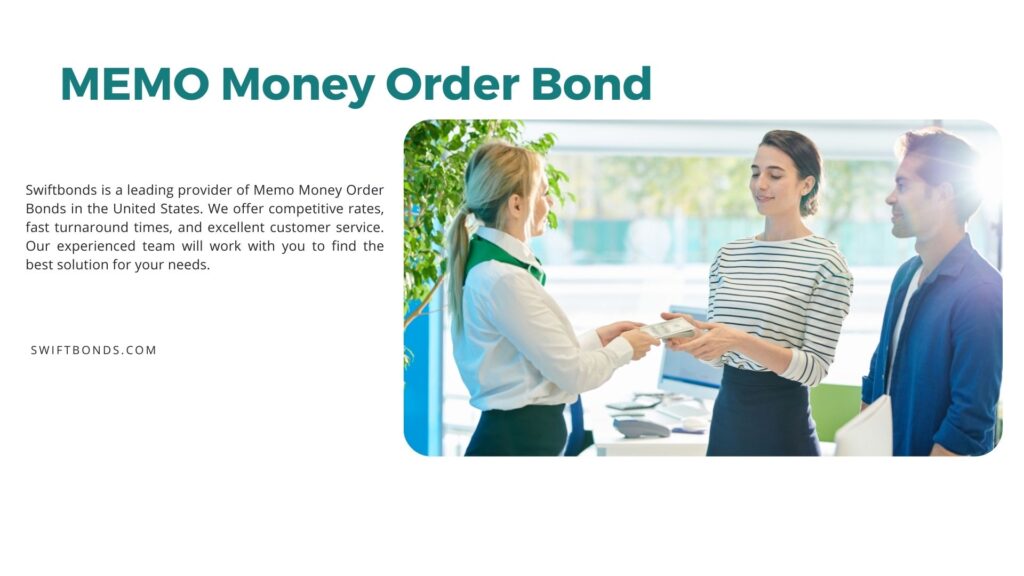 MEMO Money Order Bond - Bank specialist lending out money to a couple.