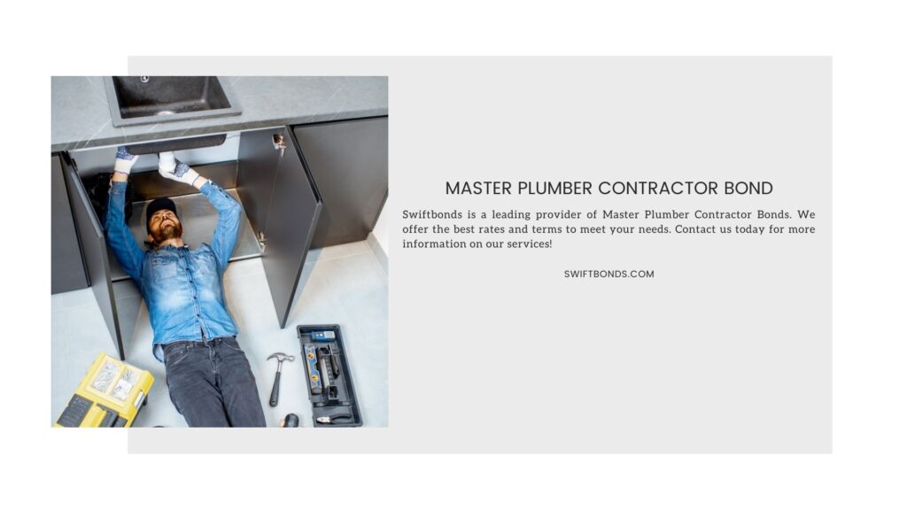 Master Plumber Contractor Bond - Handyman repairing kitchen plumbing lying under the sink on the floor.