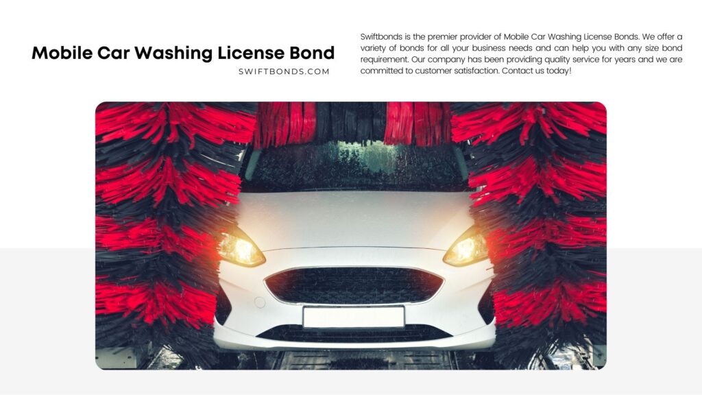 Mobile Car Washing License Bond - Automatic car wash in action. Car wash concept. Automated technology.