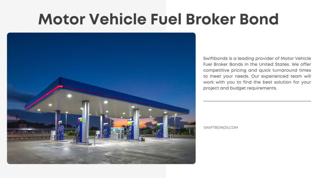 Motor Vehicle Fuel Broker Bond - Gas fuel station with sunrise sky.