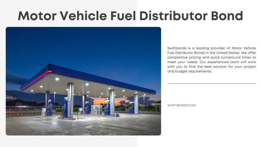 Motor Vehicle Fuel Distributor Bond - Gas fuel station with sunrise sky.