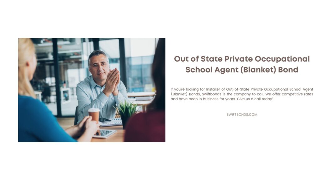 Out of State Private Occupational School Agent (Blanket) Bond - A private occupational school agent is talking to a college students in a room.