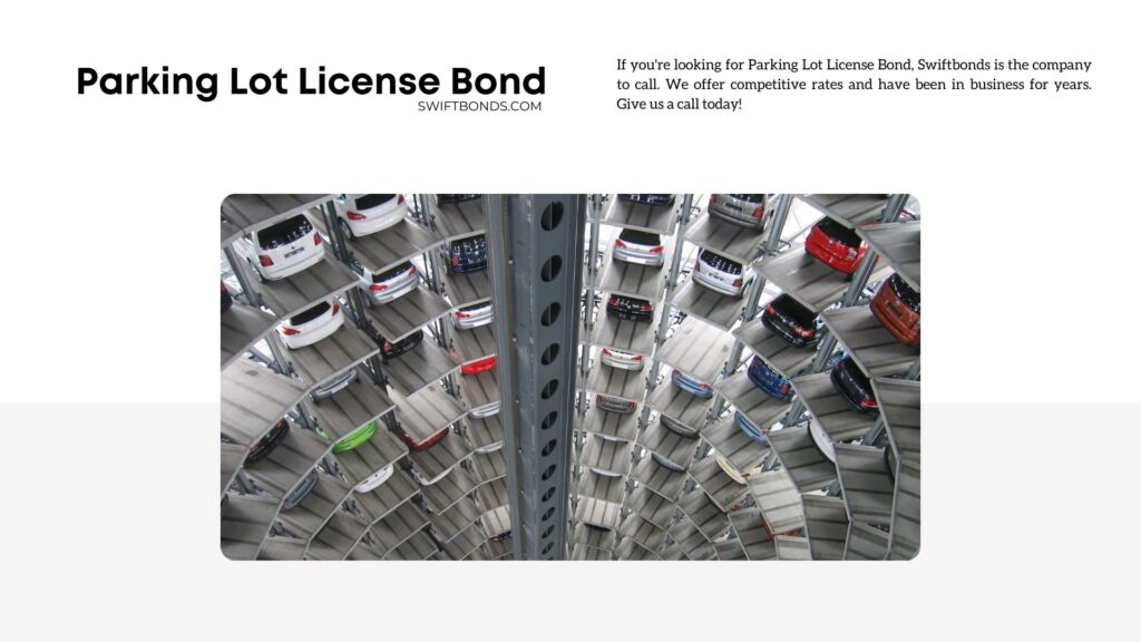 Parking Lot License Bond - Cars parked in a parking lot building.