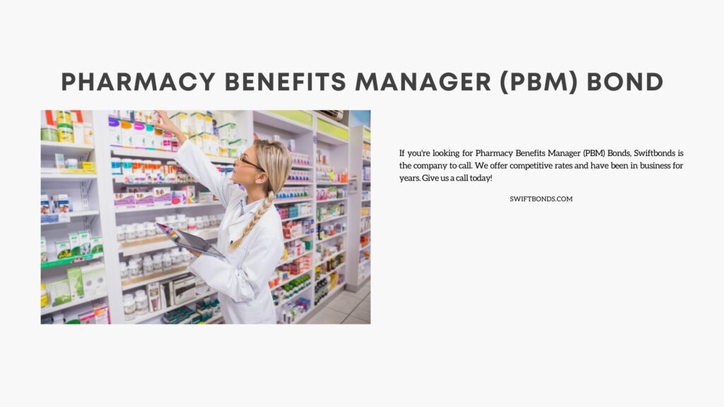 Pharmacy Benefits Manager (PBM) Bond - Junior pharmacist taking medicine from shelf in the pharmacy store.