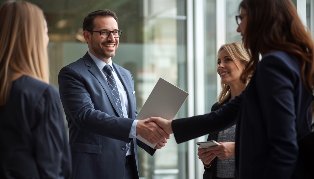Registered California process server handing court documents to clients during professional legal notification services.