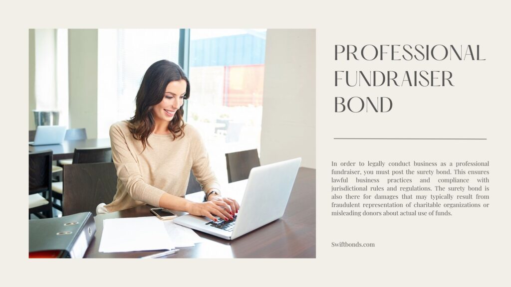 Professional Fundraiser Bond - Professional fundraiser consultant in a table working with her laptop.