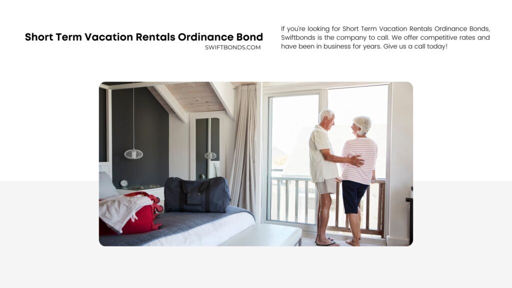 Short Term Vacation Rentals Ordinance Bond - Senior couple arriving at summer vacation rental.