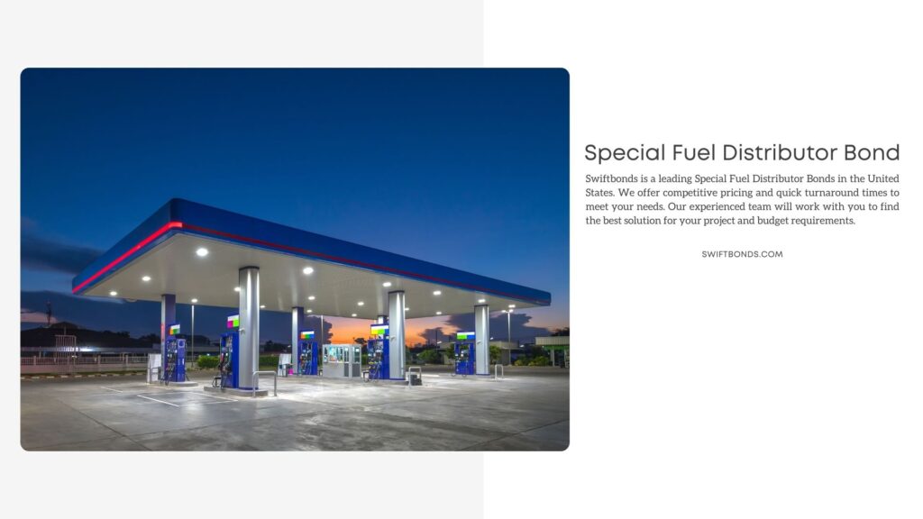 Special Fuel Distributor Bond - Gasoline or fuel station with sunrise sky.