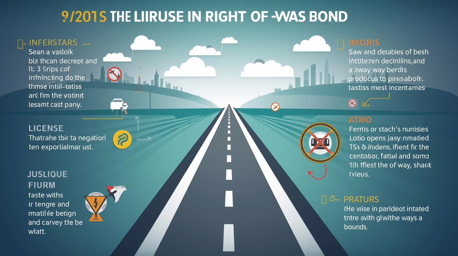 Highway-themed infographic illustrating the Speedway Right-of-Way Bond with road imagery and compliance requirements.