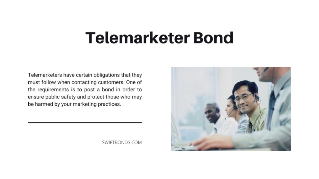 Telemarketer Bond - The telemarketer smiling while looking at the camera while other telemarketers is talking.