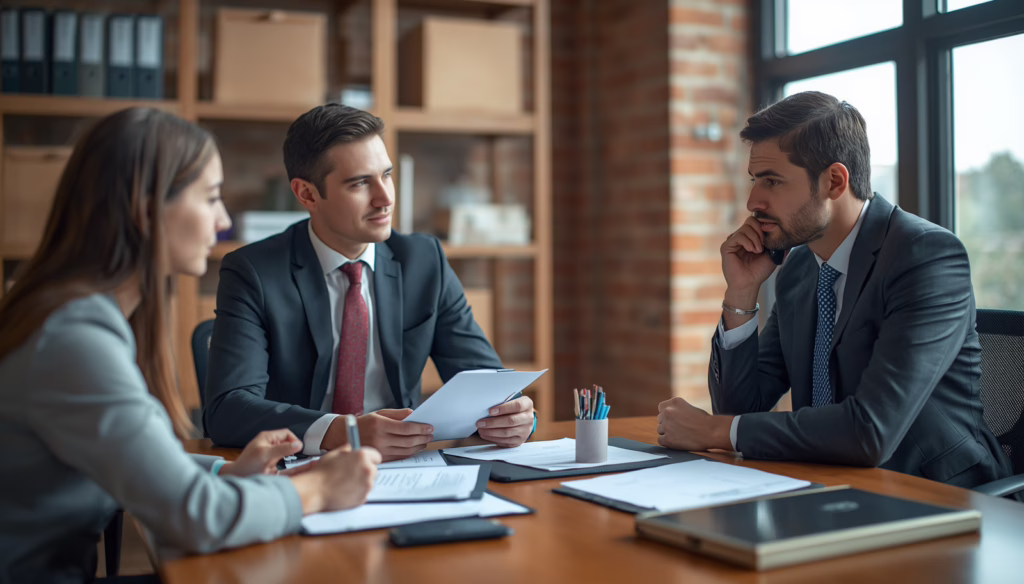 California motor transportation broker reviewing freight agreements and compliance documents for a $15,000 surety bond application.