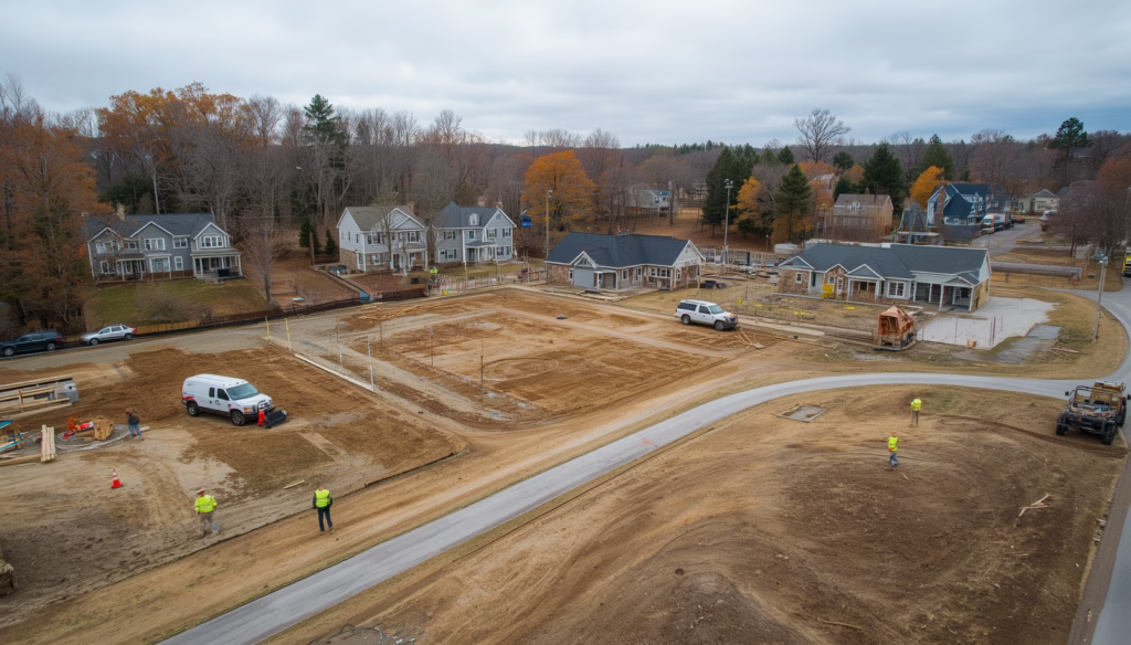 Residential development grading and site preparation work requiring a Meriden, CT Contractor's License and Permit ($4,000) Bond.