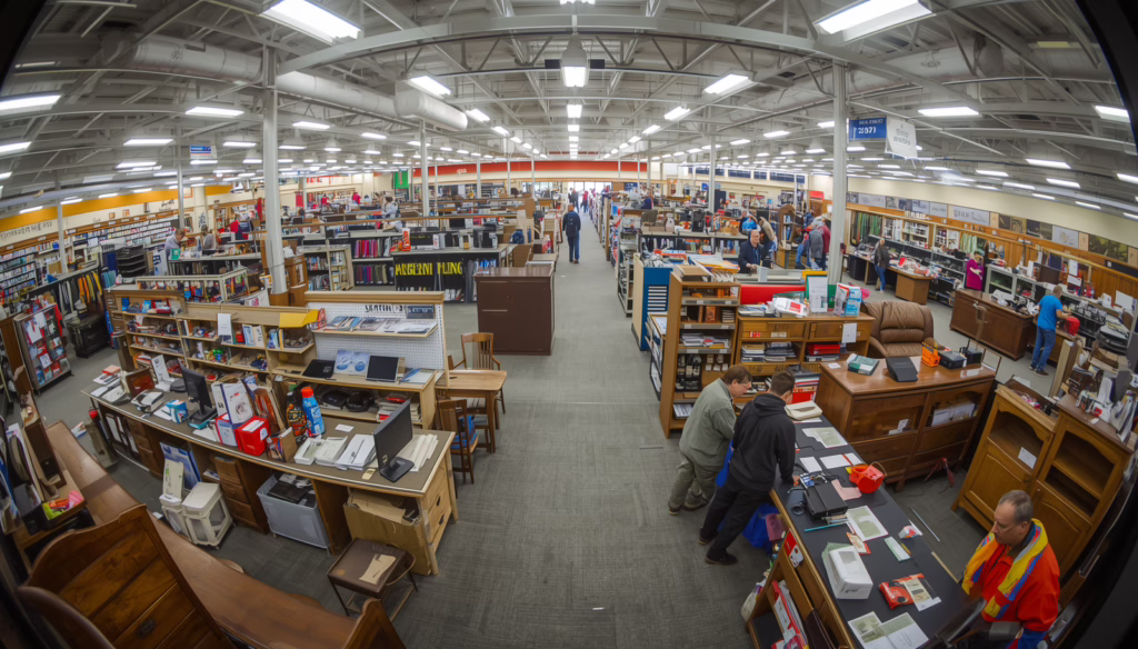 Large secondhand dealer showroom featuring pre-owned merchandise, resale inventory management, and consumer protection compliance in Connecticut.
