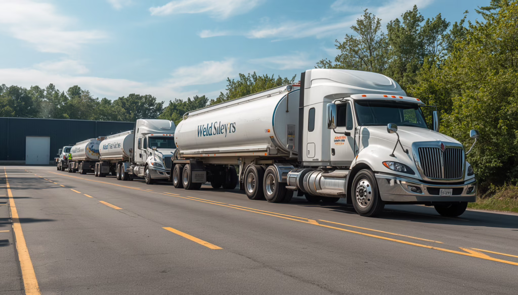 Connecticut special fuel distributor tanker trucks transporting diesel and alternative fuels in compliance with state fuel distribution regulations.