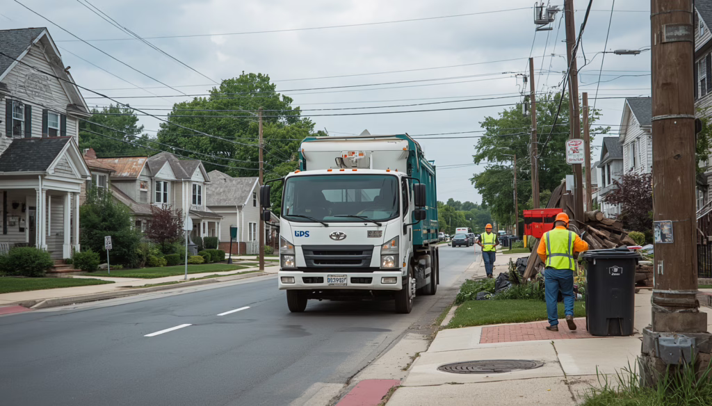 Connecticut waste hauling truck collecting residential waste as part of regulated waste hauling operations and environmental compliance services in Connecticut.