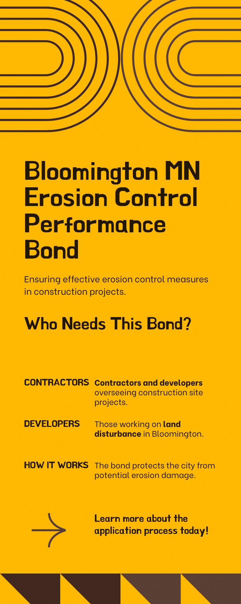 Highlight of Bloomington MN Erosion Control Performance Bond with target audience and bond benefits.
