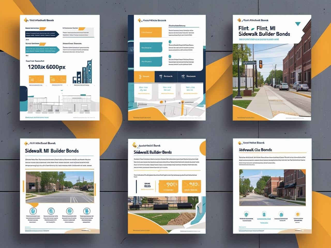 Visual breakdown of Flint, MI sidewalk builder bond with city permit, project, and contractor details.
