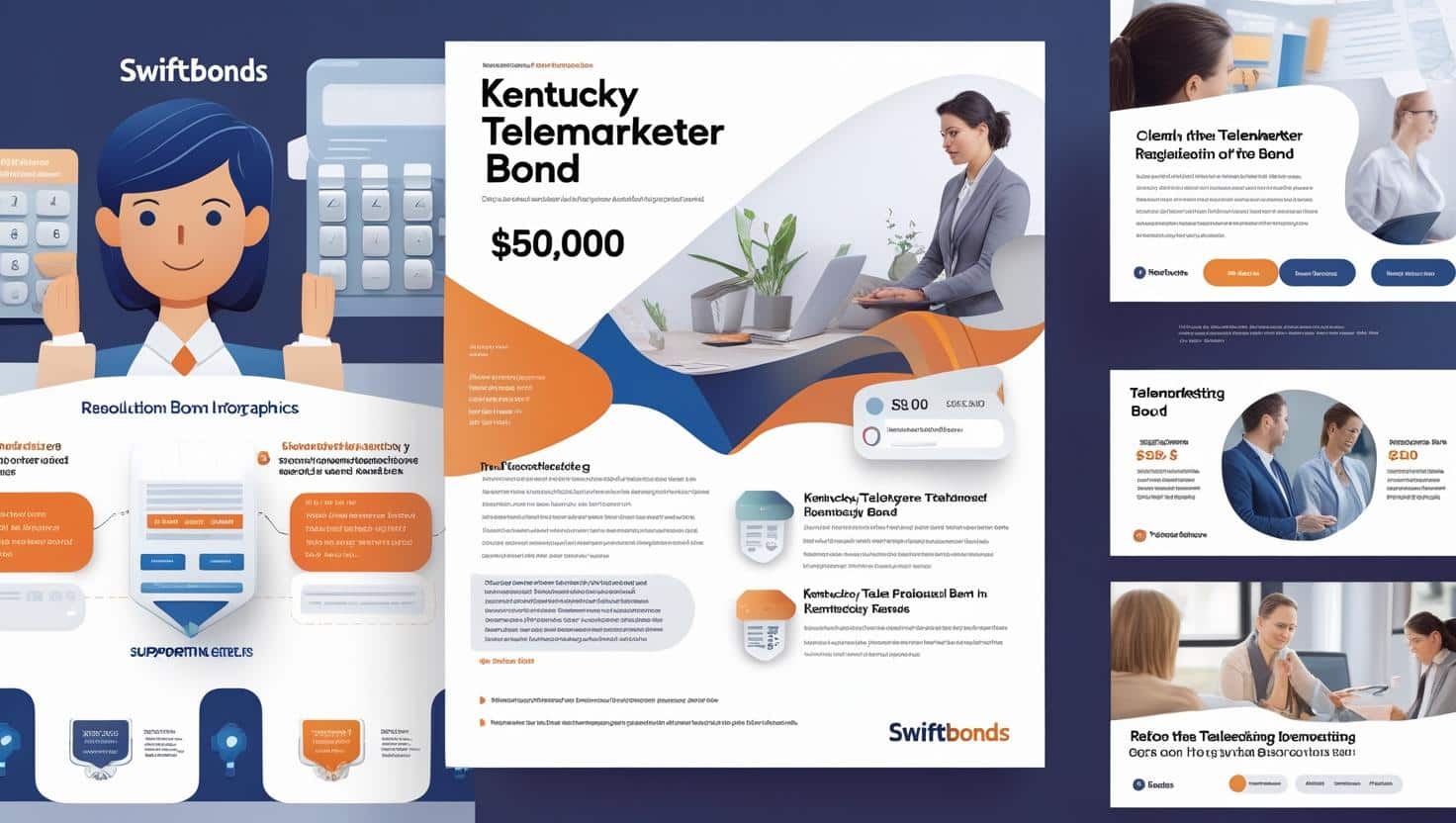 Visual overview of Kentucky telemarketer bond regulations, compliance details, and licensing requirements.