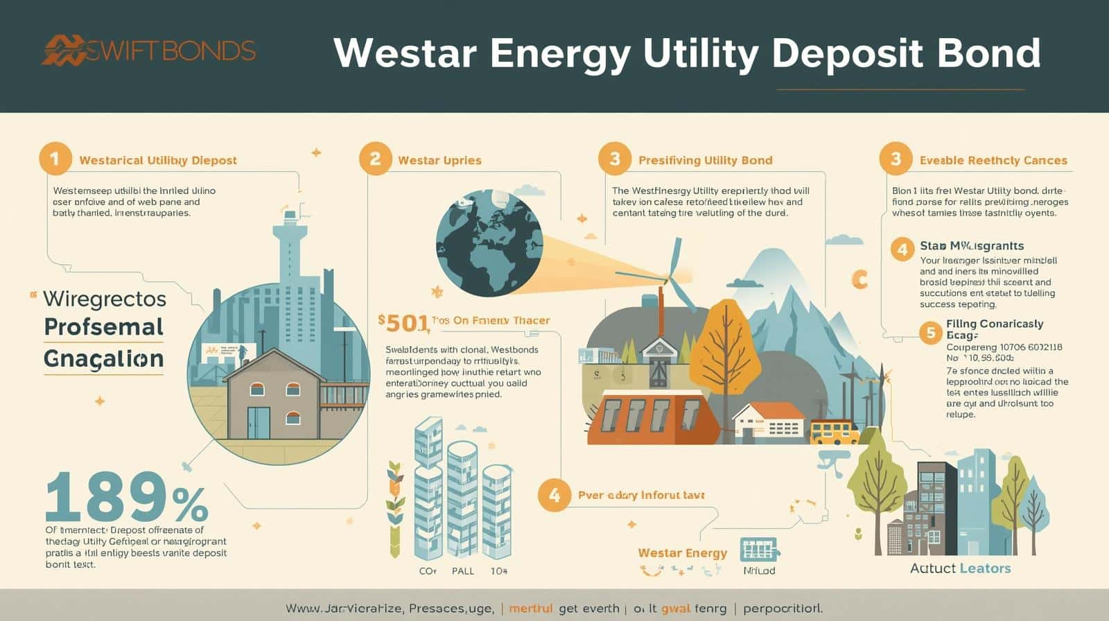 Illustrated infographic breaking down the steps, benefits, and financial protections of the Westar Energy Utility Deposit Bond.