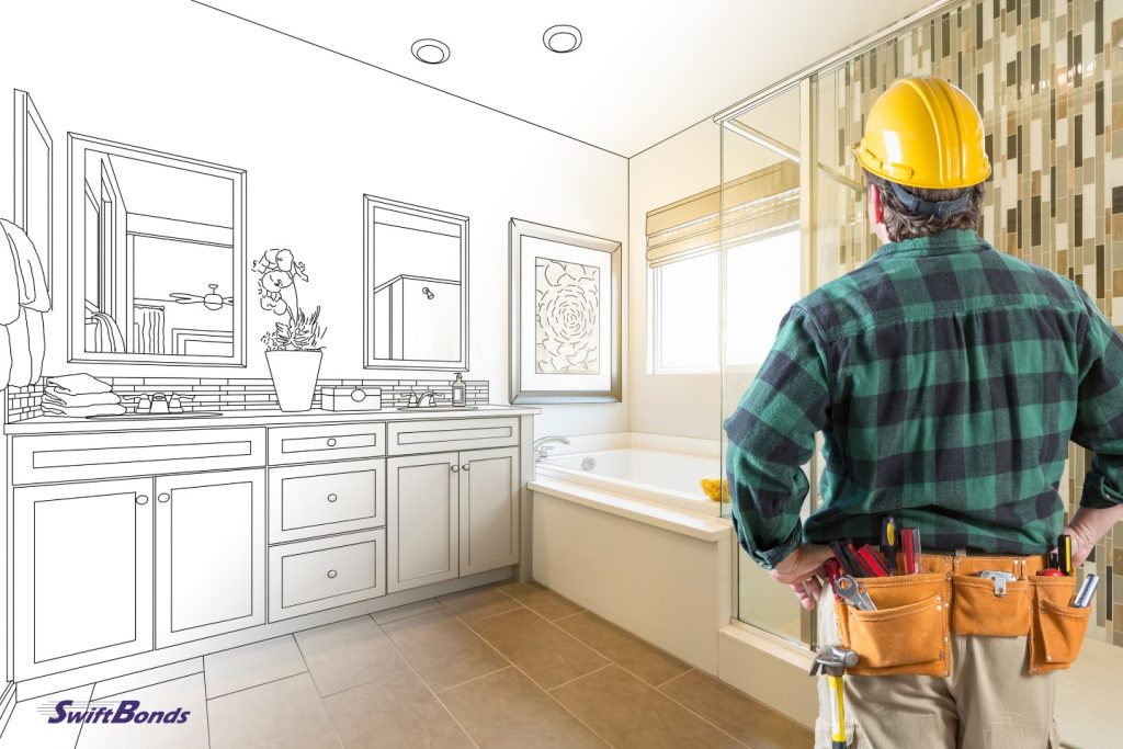 A unique master bathroom sketch and photo gradation are shown to the contractor.