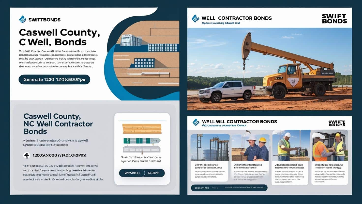 Bond requirement overview and construction site images for Caswell County, NC well contractor bonds.