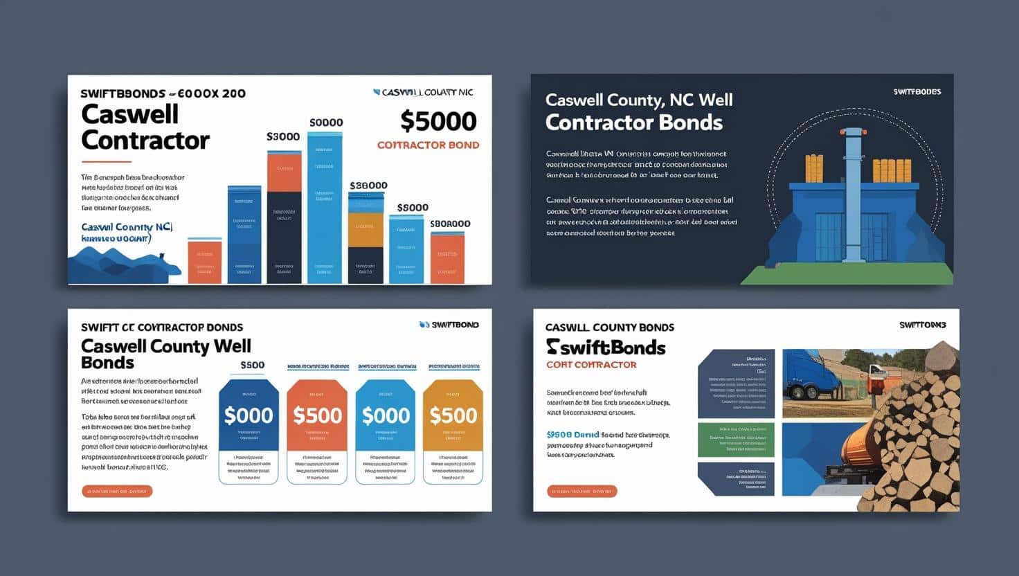 Infographic showing Caswell County, NC well contractor bond requirements and bond amounts.