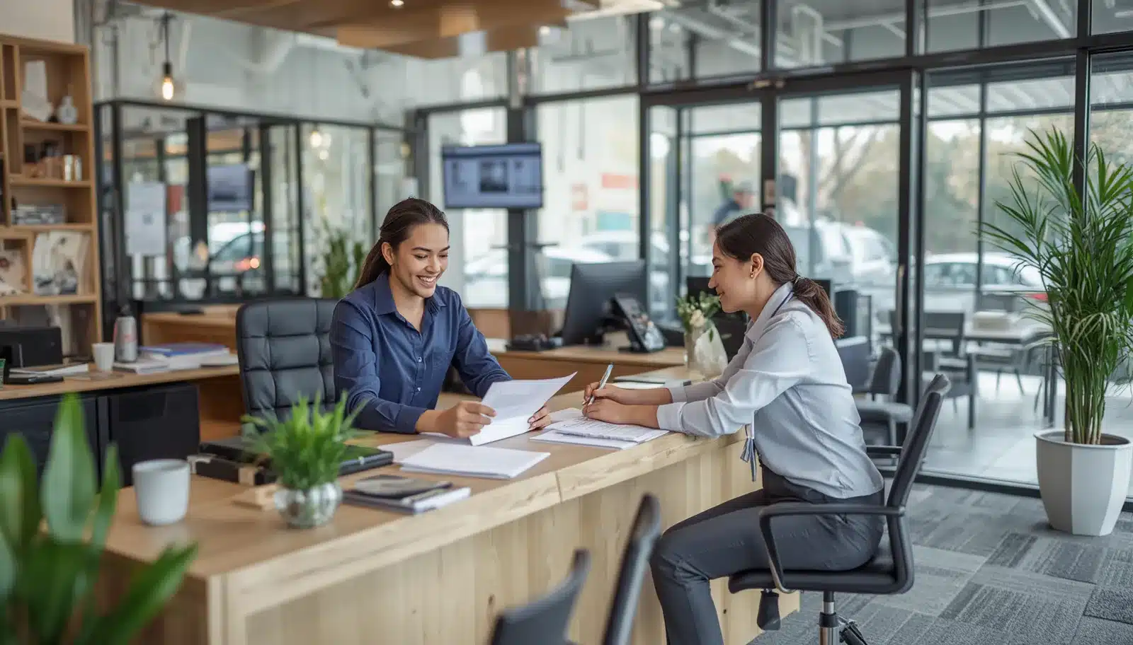 Lending business representative reviewing documents for New Hampshire Small Loan Lender ($25,000) Bond - NMLS licensing compliance.